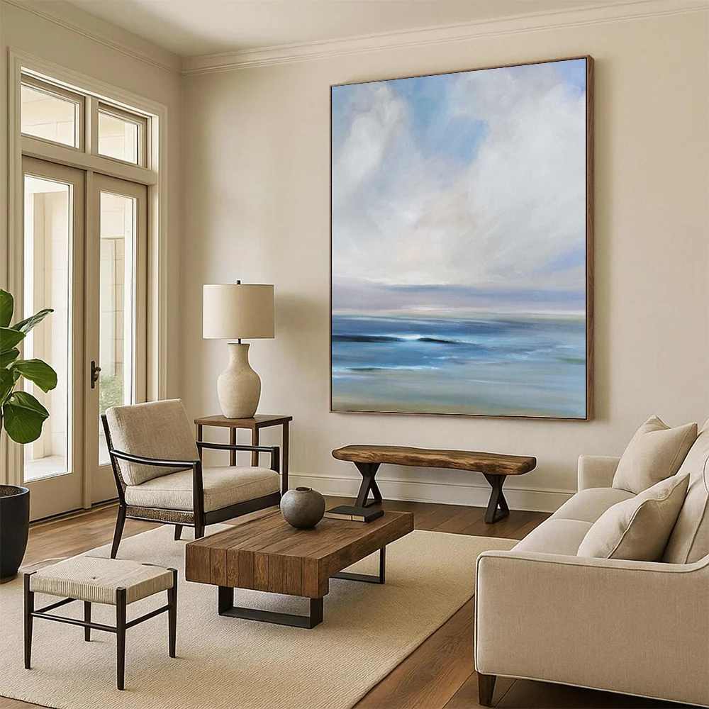 Coastal Hand-painted Seaside Office Abstract Canvas Wall Art BKK27